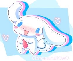 1boy artist_name blush cinnamon_(cinnamoroll) cinnamoroll cinnamoroll_(series) cinnamorollowo cock dick erection heart long_ears male male_only penis sanrio self_upload solo solo_male tagme watermark weird