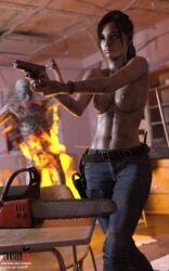 10:16 3d 3d_(artwork) 4k bare_shoulders belly belly_button belt braless breasts brown_hair burning chainsaw claire_redfield claire_redfield_(jordan_mcewen) closed_mouth denim_jeans dirt dirty dirty_face dirty_skin erect_nipples female_focus fire fit_female flame gun gun_holster handgun horror indoors jeans long_hair medium_breasts monster nipples open_eyes partially_clothed patreon patreon_username ponytail resident_evil resident_evil_2 resident_evil_2_remake room roosterart semiautomatic shoulders standing subscribestar subscribestar_username topless topless_female video_game video_game_character video_game_franchise weapon zombie