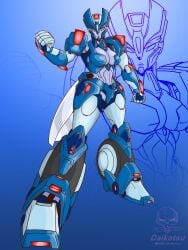 1girls action_pose alien alien_girl artist_logo artist_name big_breasts blue_eyes breasts chromia cleavage cybertronian daikotsu female female_only fit fit_female full_body helmet multicolored_body pose robot robot_girl solo toned toned_female transformers