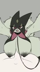 animated anthro areola biped breast_play breasts duo erection female fur generation_9_pokemon genitals green_body green_fur loop male male/female meowscarada nintendo nipples paizuri penis pokemon pokemon_(species) pokemon_sv sex short_playtime titfuck titjob voicedbarley