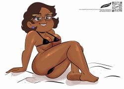 1girls alternate_version_available big_breasts bikini bikini_bottom bikini_top brown_hair camila_noceda dark-skinned_female dark_skin disney female female_focus female_only glasses looking_at_viewer mature mature_female milf mother the_owl_house thepapercat thick_thighs