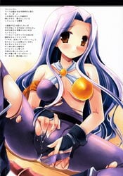 brown_eyes cum female female_only final_fantasy final_fantasy_ii highres human long_hair maria_(ff2) purple_hair solo torn_clothes translation_request