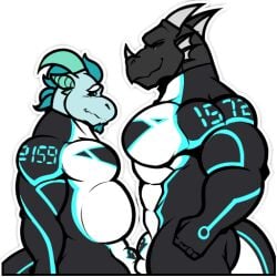 1:1 2024 bara belly black_body black_bodysuit black_clothing black_skinsuit blizzhusky15 blue_body bodysuit cetacean claws clothing darkwitt_(character) dolphin dorsal_fin dorsal_frill dragon drone dronification ear_fins fin frill_(anatomy) grey_body horn id_number latex latex_clothing latex_skinsuit latex_transformation male mammal marine multicolored_body multicolored_bodysuit multicolored_clothing multicolored_skinsuit muscular mythological_creature mythological_scalie mythology negadrake null_bulge null_bulge_frottage oceanic_dolphin orca orcadrone overweight overweight_male scalie skinsuit spines tight_clothing toothed_whale transformation white_bodysuit white_clothing white_skinsuit wings yaoi