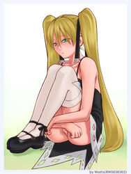 clothing crouch dress high_resolution marion_phauna mary_janes no_panties ribbon ribbons royalwatts shaman_king shoes sitting stockings thighhighs tied_hair twintails uncensored