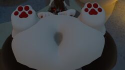 belly belly_button big_belly big_thighs black_fur chonky chubby chubby_male chunky countershade_belly countershade_feet fat fat_belly fat_fetish fat_tummy fatfur fatty furry huge_stomach legs_up looking_at_viewer male mrhighvoice paws red_eyes shy vrchat