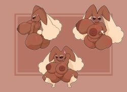 absurd_res alyaska2201 anthro anthrofied areola ass belly big_areola big_breasts big_butt black_sclera breast_grab breasts brown_areola brown_body brown_fur brown_nipples choker dark_sclera female feral fur generation_4_pokemon genitals grey_background hand_on_breast heart_pupils heart_symbol hi_res huge_breasts huge_hips huge_thighs jewelry lagomorph leporid lopunny mammal navel necklace nintendo nipple_piercing nipples nude piercing pink_eyes pokemon pokemon_(species) pokemorph pregnant pussy rabbit rear_view short_stack simple_background sitting slightly_chubby solo standing thick_thighs vulva wide_hips