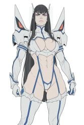 1girls abs angry junketsu kill_la_kill kiryuuin_satsuki looking_at_viewer revealing_clothes thick_eyebrows white_background