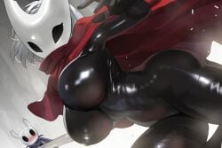 1boy 1girls alternate_version_available ass big_breasts black_bodysuit black_latex bodysuit breasts cosplay crossover crossover_cosplay female female_focus hollow_knight hollow_knight:_silksong hornet_(hollow_knight)_(cosplay) huge_breasts jpeg large_breasts latex latex_clothing latex_suit male mask nier nier:_automata nier_(series) shiny_clothes short_hair silksong teddypocky the_knight_(hollow_knight)_(cosplay) tight_clothing twitter white_hair yorha_2b yorha_9s