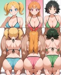 2d 3boys 3girls aged_up ai_generated ass ass_focus backboob bikini black_hair blonde_hair blossom_(powerpuff_girls) blue_eyes bow breasts bubbles_(powerpuff_girls) buttercup_(powerpuff_girls) cartoon_network cleavage female femsub green_eyes implied_fellatio implied_oral implied_sex long_hair male maledom multiple_females multiple_girls multiple_views muscular muscular_male notreallyhere orange_hair pink_eyes powerpuff_girls short_hair sisters skindentation tagme toonami twintails