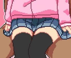 1boy 1girls animated bocchi_the_rock! clothed cum cum_in_pussy cum_inside female gotou_hitori hoop_earrings no_sound original penetration penis pixel_art pussy qswan sex skirt tagme video