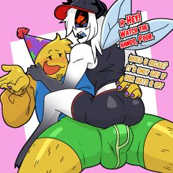 2boys 2d_(artwork) angry ass balls beard blush blush_lines bulge clothed clothing dialogue duo embarrassed erection erection_under_clothes hair male male/male male_only pest_(regretevator) poob_(regretevator) regretevator roblox roblox_game robloxian robotkissing self_upload size_difference text underwear wings