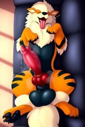 ai_generated arcanine big_balls big_penis black_balls canid canine canine_genitalia canine_penis canis couch day digitigrade domestic_dog drooling feral fluffy fluffy_tail frosting.ai gay gay_male heavy_balls homosexual homosexual_male huge_cock knot living_room lying_on_back lying_on_couch male/male male_only male_penetrating pawpads paws pokemon pokemon_(species) precum precum_drip precum_string sheath sleeping tongue_out uneven_balls