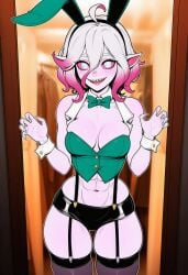 ai_assisted ai_generated briar_(league_of_legends) bunny_costume bunny_ears change_room curvy_figure female female_only fit_female girl_focus glossy latex_shorts league_of_legends monster_girl prussia123 sexy sexy_body sexy_clothing shiny shopping_mall skimpy_clothes skimpy_topwear solo_female string teasing tight_clothing