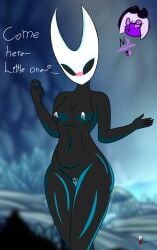 black_body blush dark_skin female female_only hollow_knight hornet_(hollow_knight) leaking_nipples leaking_pussy mask naked naked_female nekho_karma_(artist) nipples pussy requesting silksong small_breasts thin_waist wet_pussy white_nipples wide_hips