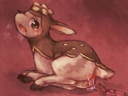 1girls brown_eyes deerling female feral pokemon pokemon_(species) pussy pussy_juice simple_background vibrator