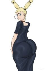 1girls 2d ass ass_focus big_ass big_butt blonde_hair bubble_butt choker clothed clothing dat_ass dress dumptruck_ass fat_ass female female_only flat_chest flat_chested huge_ass jujutsu_kaisen nishimiya_momo round_ass shortstack solo srjrgart sweatdrop thick_thighs thighhighs thighs twintails