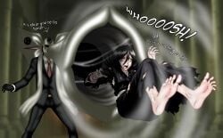 1boy 1girls anthro_elephant black_eyes black_hair bleach feet female kuchiki_rukia male monster one-punch_man soleswallower trunk_vore vore