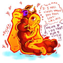 accidental_sex artazh carrying caterpillar cuddling first_porn_of_character first_porn_of_franchise furry gentle gripp_(poco) indie_game insects non-human nonbinary oc ocxcanon poco shy