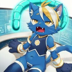 ai_generated animated anthro blue_fur body_invasion e621 femboy furry grok hexerade male male_pregnancy mpreg multicolored_hair navel_penetration pregnant_male shorter_than_10_seconds sound tagme video worm