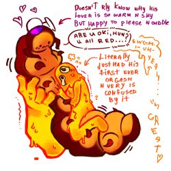 accidental_cum accidental_sex after_care artazh carrying caterpillar cuddling dry_humping first_time furry gentle gripp_(poco) indie_game insects non-human nonbinary oc ocxcanon poco premature_ejaculation shy