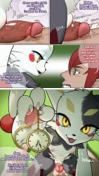 4k 9:16 absurd_res ambiguous_fluids anthro aquafuafu bodily_fluids breasts comic cowgirl_position cum_blockage dialogue dominant dominant_female duo dupin_(pal) female from_front_position genital_fluids hi_res human hypnosis hypnotized_male lagomorph leporid magic male male/female mammal mind_control nude on_bottom on_top onomatopoeia pal_(species) palworld penis_fluid penis_squeeze pocketpair precum public public_nudity rabbit rubbing_penis rubbing_vulva sex small_breasts sound_effects teasing text vaginal_fluids