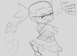 ass background big_ass cellulite chibi electronic_arts exposed_ass freckles geek gertrude_(mysims) glasses huge_ass insects jar mysims nerd nerdy_female olerito panties pawg public red_hair short_skirt shortstack shortstack_female side_eye sketch skirt socks sweat sweaty thick_thighs traditional_media_(artwork) twintails