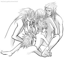 axel_(kingdom_hearts) disney gay kingdom_hearts male_only monochrome riku roxas saix square_enix xemnas yaoi