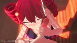 1boy 1girls 3d 3d_(artwork) 3d_animation animated blowjob breasts deepthroat handjob kasane_teto longer_than_10_seconds looking_at_viewer penis red_hair sound sound_effects tagme tongue tongue_out twin_drills utau video vocaloid zoanna