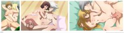 3boys 3girls ass bed blazblue blazblue:_cross_tag_battle cowgirl_position crossover female hyde_kido inusen linne narukami_yu noel_vermillion persona persona_4 ragna_the_bloodedge reverse_cowgirl_position satonaka_chie sex under_night_in-birth