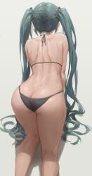 ass_cleavage bikini blue_hair butt_crack facing_away hatsune_miku long_hair looking_away on_all_fours pigtails tagme thighs twintails very_long_hair vocaloid yohan1754