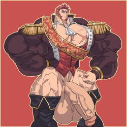 abs arms_up ass balls bara biceps big_ass boots bubble_ass bubble_butt facial_hair fat_ass fate/grand_order fate_(series) flaccid flexing flexing_bicep huge_ass huge_balls huge_cock huge_testicles human hung hyper hyper_balls hyper_genitalia hyper_muscles hyper_penis hyper_testicles jacket looking_at_viewer male male_focus male_only military_jacket military_uniform muscles muscular muscular_arms muscular_legs muscular_male muscular_thighs napoleon_bonaparte_(fate) nipples pecs penis red_hair remert scar_on_chest scars smile smiling solo solo_male testicles thick_thighs veins veiny_penis yaoi