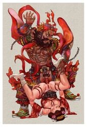 1boy 1girls anal bondage chinese_clothes chinese_mythology chinese_new_year geisha japanese_clothes ken93719657 muscular nihongami pussy red_rope rope sex shimada_hairstyle size_difference socks spread_legs tied_up upside-down