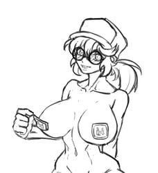 1girls abs breasts female female_only fio_germi glasses huge_breasts human looking_at_viewer metal_slug novam nude pasties snk solo tagme wide_hips