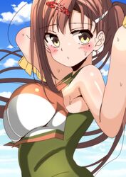 breasts brown_hair cheerleader cute gakkou_gurashi! sinakyo wakasa_yuuri yellow_eyes