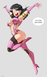 1girls 2d breasts canime cleavage clothed_female clothing curvaceous curves curvy demon_girl dialogue edenian english_text female hair hips hourglass_figure huge_breasts humanoid hybrid legs masked medium_hair midway mileena mileena_(mk9) monster monster_girl mortal_kombat mortal_kombat_(2011) narrow_waist navel netherrealm_studios sharp_teeth solo speech_bubble standing stomach straight_hair tarkatan teeth text thick_thighs thighs toned video_game voluptuous wide_hips yellow_eyes