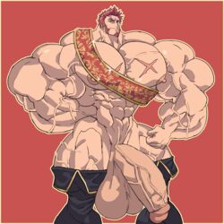 abs arms_up ass balls bara biceps big_ass boots bubble_ass bubble_butt facial_hair fat_ass fate/grand_order fate_(series) flaccid flexing flexing_bicep huge_ass huge_balls huge_cock huge_testicles human hung hyper hyper_balls hyper_genitalia hyper_muscles hyper_penis hyper_testicles jacket looking_at_viewer male male_focus male_only military_jacket military_uniform muscles muscular muscular_arms muscular_legs muscular_male muscular_thighs napoleon_bonaparte_(fate) nipples pecs penis red_hair remert scar_on_chest scars smile smiling solo solo_male testicles thick_thighs veins veiny_penis yaoi