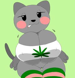 anthro bottomless breasts clothed clothing cute dream-cassette feline female hoshime marijuana mob_face nyan_cat pink_cheeks pussy shortstack smoking tail thick_thighs weed