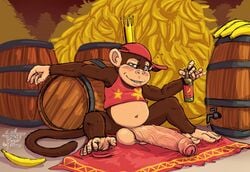 alcohol asinusadlyram balls banana big_penis boner diddy_kong donkey_kong_(series) drunk erection feral food foreskin fruit genitals glans haplorhine huge_cock humanoid_genitalia humanoid_penis hyper hyper_genitalia hyper_penis male male_only mammal monkey nintendo partially_retracted_foreskin penis plant plantigrade primate solo uncut vein veiny_penis video_games