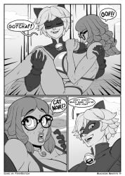 adrien_agreste alya_cesaire bikini cat_noir comic comic_page dialogue firstedition glasses huge_breasts miraculous_ladybug page_14 speech_bubble