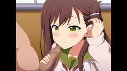 animated brown_hair cute edit gakkou_gurashi! gif happy looking_at_penis oral oral_sex penis pleasure_face school_uniform schoolgirl tagme video wakasa_yuuri yellow_eyes