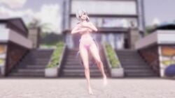 1girls animated athletic_female dancing fanloid female female_only hair_ribbon huge_breasts large_breasts micro_bikini mmd solo solo_female tagme thong video vocaloid white_hair yowane_haku