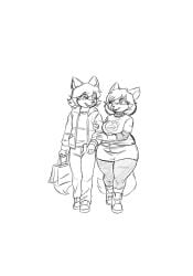 1boy 1girls anthro anthro_only big_breasts breasts female frisk_lk fully_clothed furry thick_thighs wide_hips