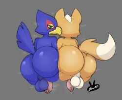 2024 2boys anthro ass ass_focus avian backsack balls beak big_balls big_butt bird bubble_butt butt_bump butt_squish butts_touching canid canine duo falco_lombardi falcon falconid feathers flaccid foreskin fox fox_mccloud fur gay genitals grey_background hi_res humanoid_genitalia humanoid_penis jasbun07 jbun07 looking_at_viewer looking_back looking_back_at_viewer male male/male mammal musk nintendo non-mammal_balls nude penis perineum presenting presenting_hindquarters rear_view simple_background squish star_fox take_your_pick thick_thighs tuft watermark