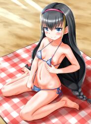 1girls areolae armpits bangs beach belly belly_button bikini bikini_bottom bikini_top black_hair blue_eyes blush breasts closed_eyes collarbone eyebrows eyebrows_visible_through_hair eyelashes feet female female_focus female_only hair_between_eyes hairband lessar_(to_aru_majutsu_no_index) light-skinned_female light_skin long_hair looking_at_viewer looking_up midriff mostly_nude navel nipple_slip nipples open_eyes outside pov pubes pubic_hair public pussy pussy_peek shaded shiny_skin shirt sideboob sitting smile solo solo_female spread_legs spring_bike straight_hair swimwear thick_thighs thighs tied_hair to_aru_majutsu_no_index toes uncensored undressing vagina water wet