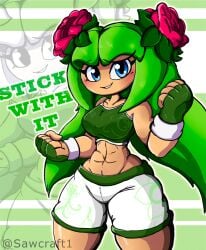 4kids_entertainment alien alien_girl alien_humanoid blue_eyes breasts cosmo_the_seedrian female flora_fauna green_bra green_clothes green_clothing gym_clothes humanoid muscular muscular_female plant plant_girl plant_humanoid sawcraft1 seedrian sega solo solo_female sonic_(series) sonic_the_hedgehog_(series) sonic_x sports_bra sports_shorts tms_entertainment white_clothes white_clothing white_shorts