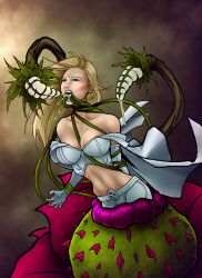 1girls artist_request blonde_hair blue_eyes breasts cum cum_in_mouth emma_frost marvel marvel_comics oral oral_sex plant plant_monster plant_sex restrained vore white_queen x-men