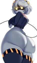 alaki_zezo ass ass_focus big_ass big_breasts big_thighs booty breasts butt drone female female_only gigantic_ass gigantic_thighs huge_ass huge_breasts huge_thighs jacket looking_at_viewer murder_drones panties robot robot_girl short_hair silver_hair solo tagme thick_hips thick_thighs thighhighs thighs v_(murder_drones) white_body yellow_eyes