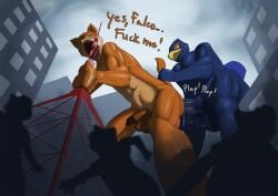 anal anthro big_penis bird cum cum_inside falco_lombardi fellatio fox fox_mccloud furry macro male penetration star_fox thick_thighs tokyo