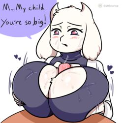 <3_eyes 1boy 1girls 2021 anthro anthro_focus big_breasts blush bodily_fluids boobjob boss_monster bovid breast_play breast_squeeze breast_tuft breasts caprine cleavage cleavage_cutout clothed clothed/nude clothed_female_nude_male clothing cum cum_on_breasts cum_on_clothing cum_on_face dialogue duo english_text erection eyelashes female female_focus fingers flat_colors fur genital_fluids goat hand_on_breast head_tuft heart heart-shaped_pupils hi_res horn huge_breasts human interspecies large_breasts long_ears male male/female mammal mature_female motion_lines multicolored_clothing nude open_mouth outercourse paizuri purple_clothing purple_eyes sex simple_background solo solo_focus speech_bubble startop text titfuck titfuck_under_clothes titjob titty_fuck toriel tuft undertale undertale_(series) video_games watermark white_background white_body white_clothing white_fur