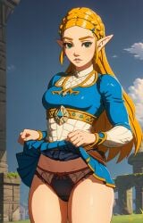 ai_generated flashing_panties outside princess_zelda showing_panties skirt_lift skirt_lifted_by_self the_legend_of_zelda thighs zelda_(breath_of_the_wild)